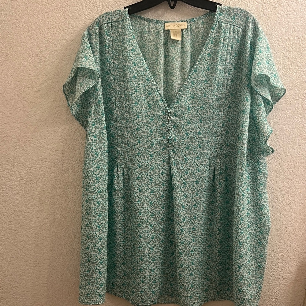 Green Floral Blouse by Cynthia Rowley